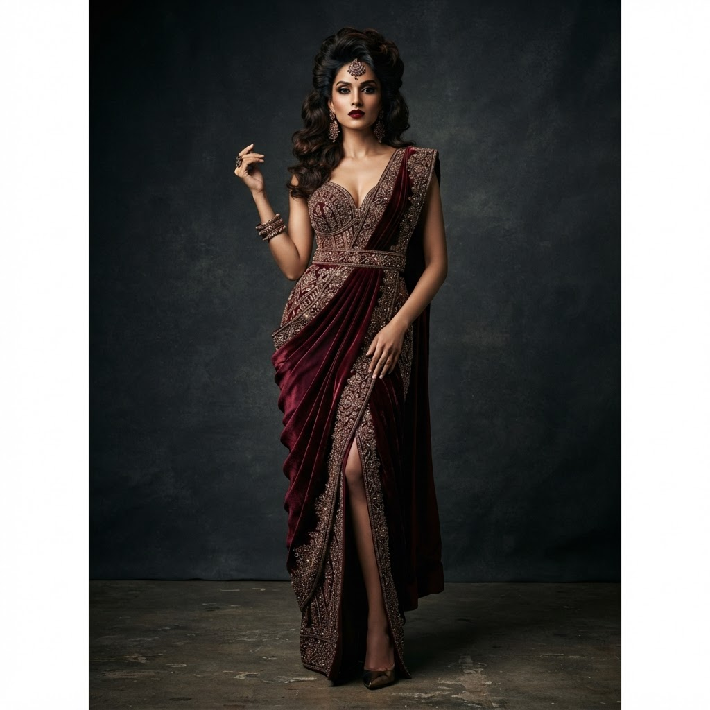 Maroon Cascade Drape